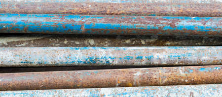 Texture of rusty and stained iron pipesの写真素材