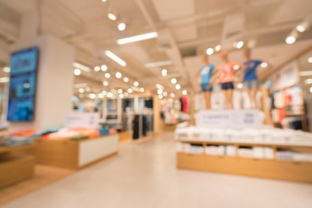 Blurred, defocused background of modern clothing store