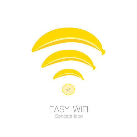 Easy wifi concept icon in banana shape, simple technology conceptのイラスト素材