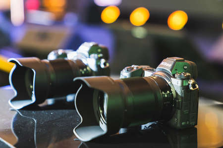 Bangkok, Thailand - Sep 21, 2018: New Nikon Z7 and Z6 full-frame mirrorless digital camera, display showcase at public announcement launch eventのeditorial素材