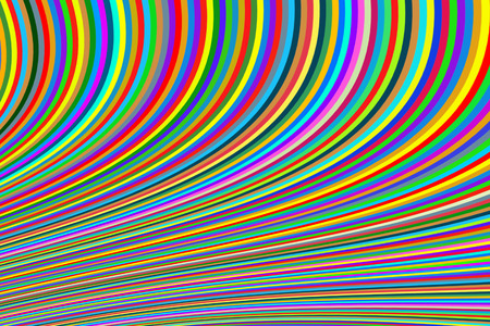 Abstract background of bright narrow lines in a bend multi-colored green green red yellow stripesの写真素材