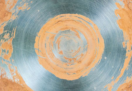 metal background circle gray beige core base shiny patternの写真素材