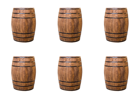 pattern background handmade barrel brewing wine on a white background row of vertical drumsの写真素材