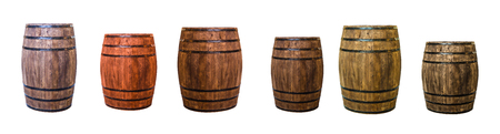 row brown oak barrel maturation wine extract set of large and small caskの写真素材