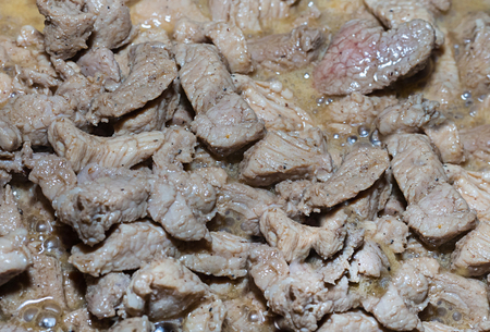 piece of bar fry pork seasoning pepper in meat broth appetizing dinnerの写真素材