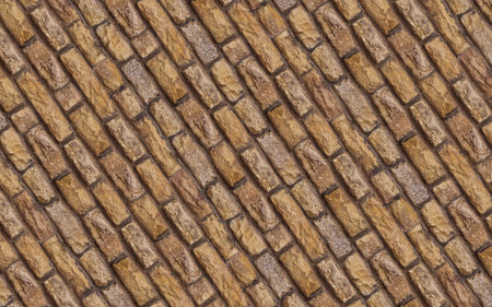 panel beige brown stone uneven limestone uneven weathered diagonal folded pattern row of blocks part...