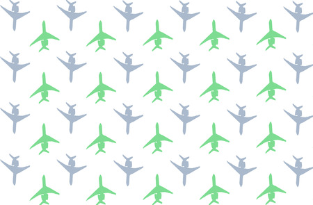 set symbol airplane green gray icon background based white base many figures contrasting movement top downの写真素材