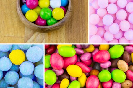 colorful candy set background assortment round pink candied glazed set design festive menuの写真素材