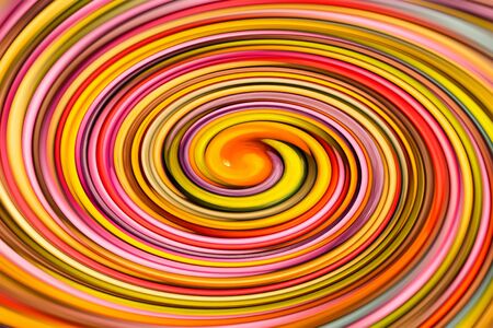 movement of colors crimson yellow lilac beige orange center of tornado curved linesの写真素材