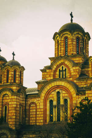 Serbia, Belgrade, March 2019. St. Mark's Christian Cathedral toned photoのeditorial素材