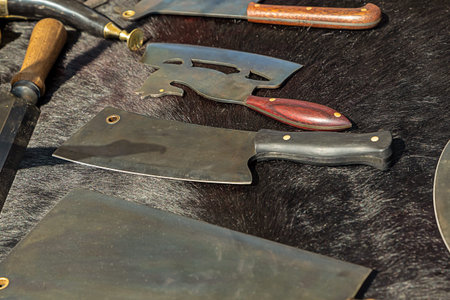 knife and ax for kitchen sharp tool on a black background