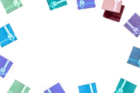 gift box pattern festive pink green base isolated backgroundの写真素材