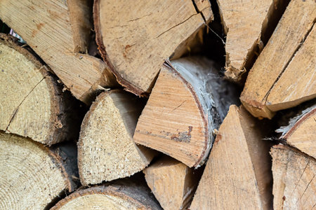 pattern stack of firewood crushed background rustic wooden end log natural background