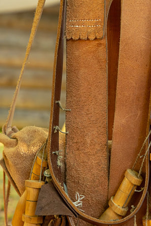 ammunition hunter ancient vertical set belt wooden flask mini storage of gunpowder flask