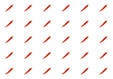 chili vegetable spice pattern hot red pepper on white isolated background bright designの写真素材