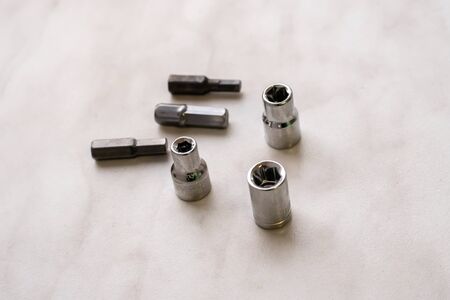 iron bits and nozzles multifaceted for a manual screwdriver repair equipmentの写真素材