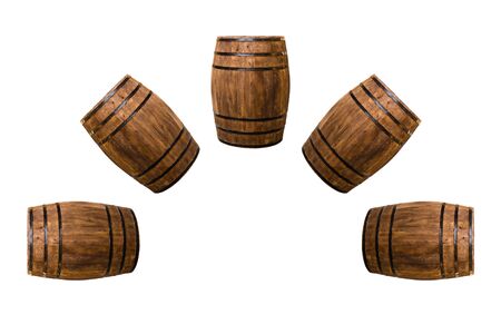 pattern oak barrels geometric design folded in a semicircular arch on an isolated backgroundの写真素材