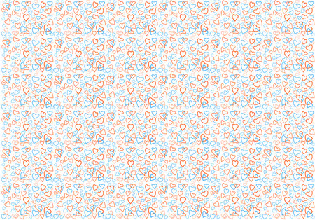 pattern blue and red heart couple on a white isolated background