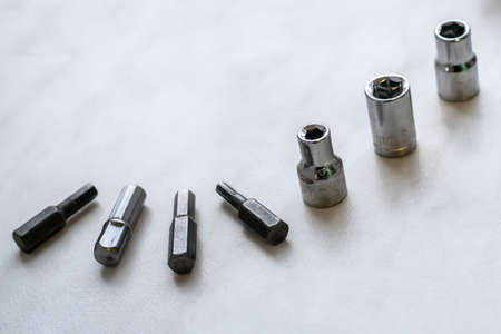 set of different bits for screwdriver replaceable headの写真素材