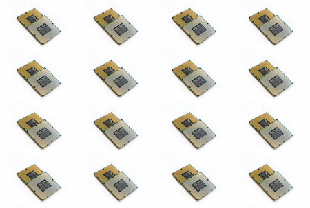 cpu (Central Processing Unit) pattern or Microchip Computer set on white isolated background