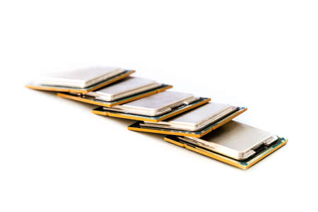 cpu, computer central processing unit on white isolated backgroundの写真素材