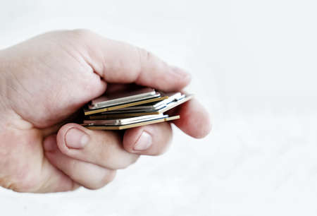 cpu (Central Processing Unit) or Microchip Computer set in the hands of a master engineerの写真素材