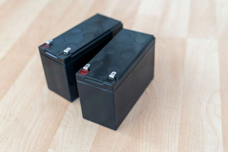 pair of batteries for uninterruptible power supply, ensuring the safe power of the computerの写真素材