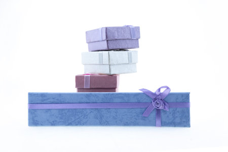 blue giftbox stack of gifts long and square on isolated background