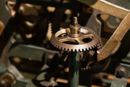 cogwheel gear vintage steel part of the mechanism close-upの写真素材