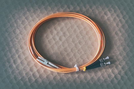 Fiber optic patch cord for connecting electrical elementsの写真素材