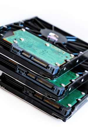 silver computer hard drive close upの写真素材