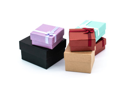 several gift boxes on white isolated background