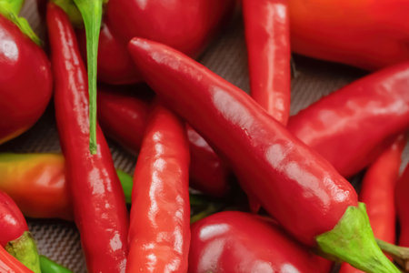 bright chili pods hot pepper red many vegetable