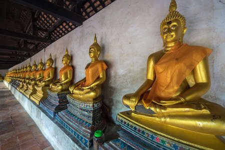 Buddha in Ancient ruins in Ayutthaya thailandのeditorial素材