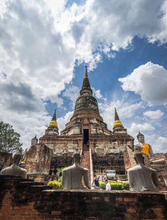 Buddhist temple in Wat Yai Chai Mongkol, Ayuttaya, Thailandのeditorial素材