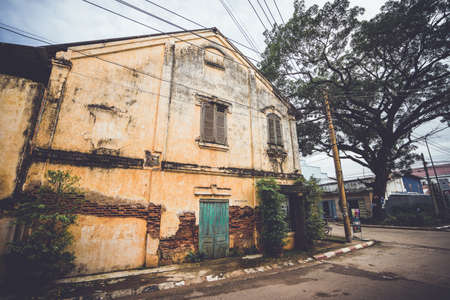 Savannakhet, loas - 25 july 2018, Old town of Savannakhet , street in old town region in laosのeditorial素材