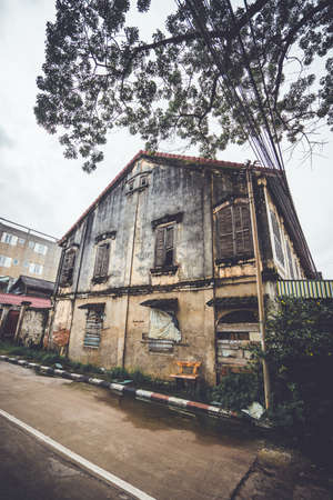 Savannakhet, loas - 25 july 2018, Old town of Savannakhet , street in old town region in laosのeditorial素材