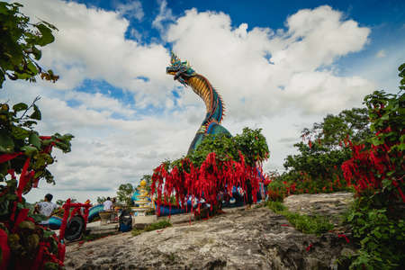 Mukdahan, Thailand - July 23, 2018; Statue of Naka Buddha sataue at Mukdahan, Big Buddha Wat Phu Manorom Mukdahan, Thailand.のeditorial素材