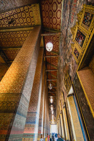 Big Buddha gold statue, Closeup golden buddha, Wat Pho at Bangkok, Thailand.のeditorial素材