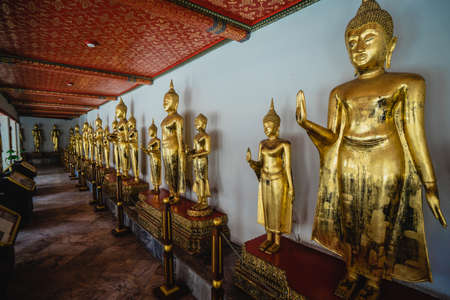 Big Buddha gold statue, Closeup golden buddha, Wat Pho at Bangkok, Thailand.のeditorial素材