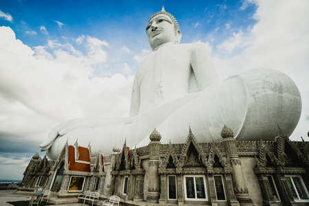Statue of Big Buddha sataue at Mukdahan, Big Buddha Wat Phu Manorom Mukdahan, Thailand.のeditorial素材