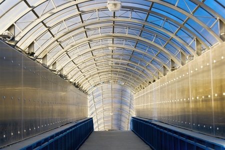 Long tunnel with arch and glass ceilingの写真素材