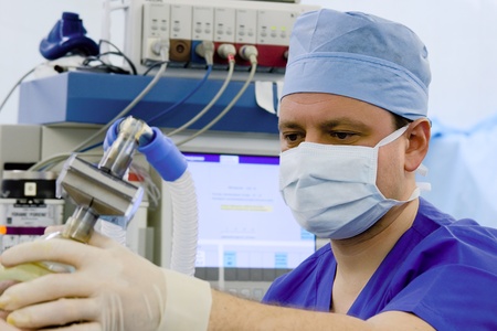 anesthetist at the time of mask ventilationの写真素材
