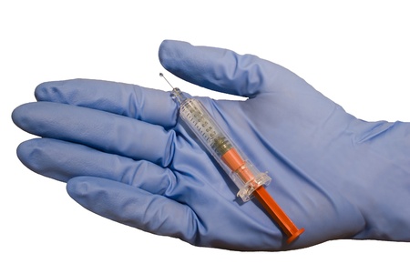 syringe in handの写真素材
