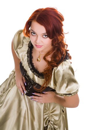 pretty rust-coloured woman in old-fashioned dress
の写真素材