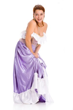 young attractive laughing woman in ball dress.の写真素材