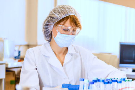 Woman scientist in laboratory with equipment