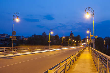 Night City. Historic District Kamyanets-Podolsky City. Ukraine.の写真素材