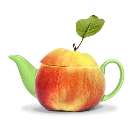 Concept apple tea on a white backgroundの写真素材
