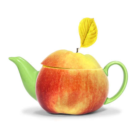 Concept apple tea on a white backgroundの写真素材